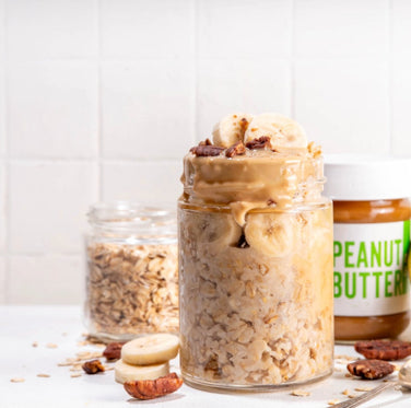 A Morning Banger: Peanut Butter, Banana & Blueberry Protein Oats